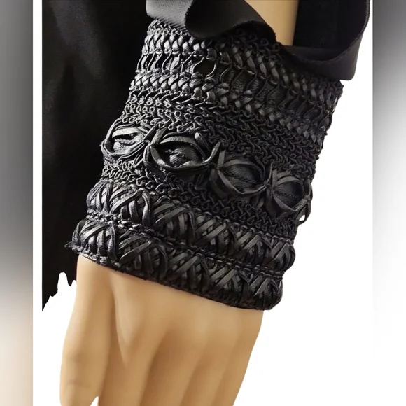 Bailey 44 Mini Layered Sheath Dress Long Sleeves Vegan Leather / Sz S / Black - Picture 5 of 16